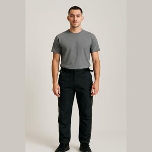 Armani Collezioni Black Tech Straight Leg Chino Pants w/ Reflective Piping